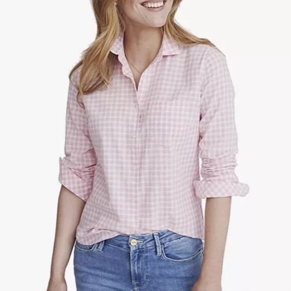 Untuckit Calina Pink Gingham Checkered Button Down Shirt Women's Size 2 NWT - Picture 1 of 4